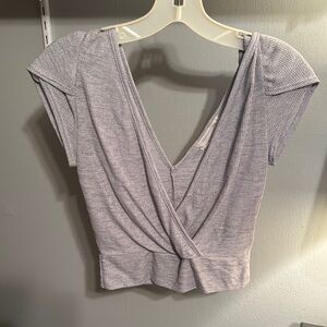 Urban Outfitters Gray Crop Bodysuit with Backless Design and Wrap Style